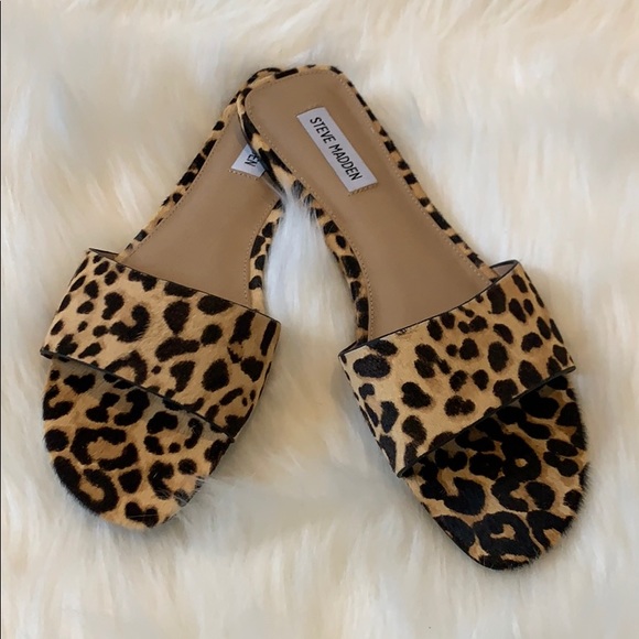 steve madden leopard slide sandals